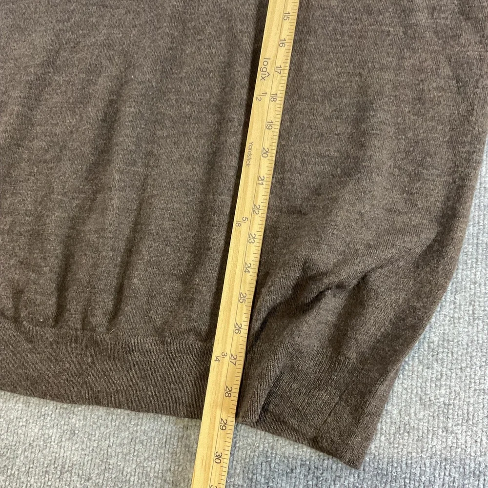 Banana Republic Mens XL Brown 100% Merino Wool V-Neck Sweater Lightweight Knit